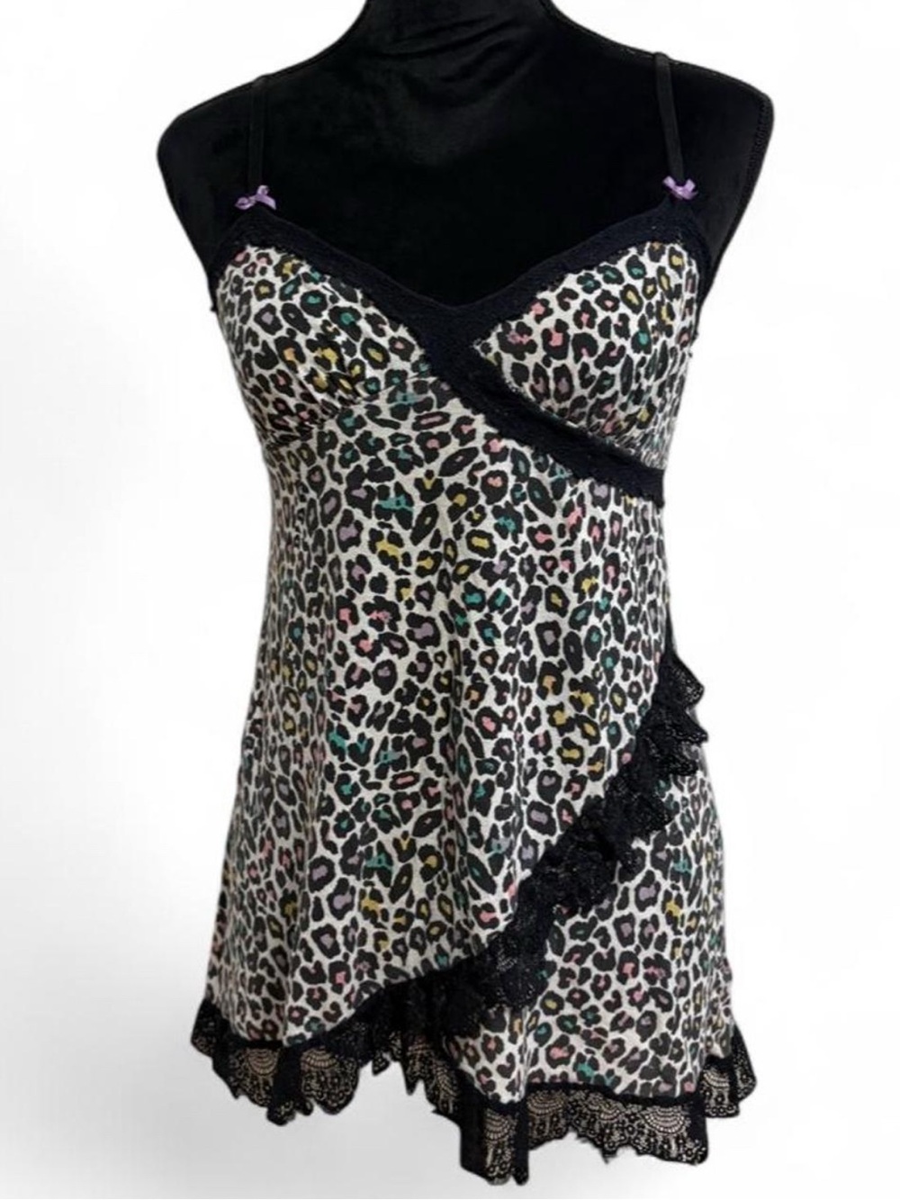 Leopard print lace babydoll slip